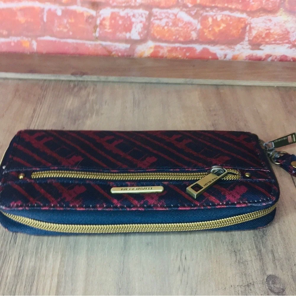 Travelon Red and Blue Nylon Zippered Wristlet Wallet